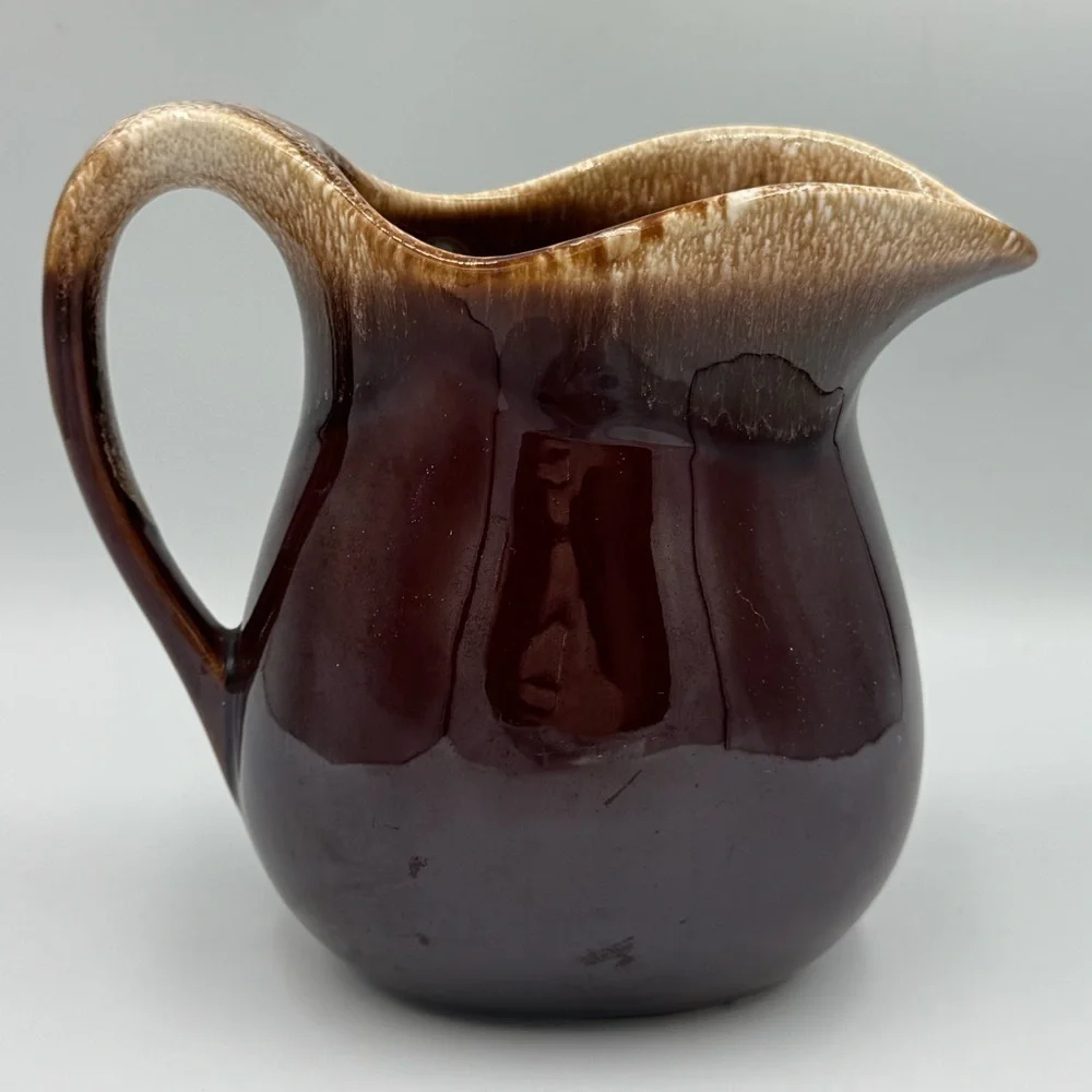 Vintage McCoy 365 Drip Glaze Art Pottery Brown Pitcher USA